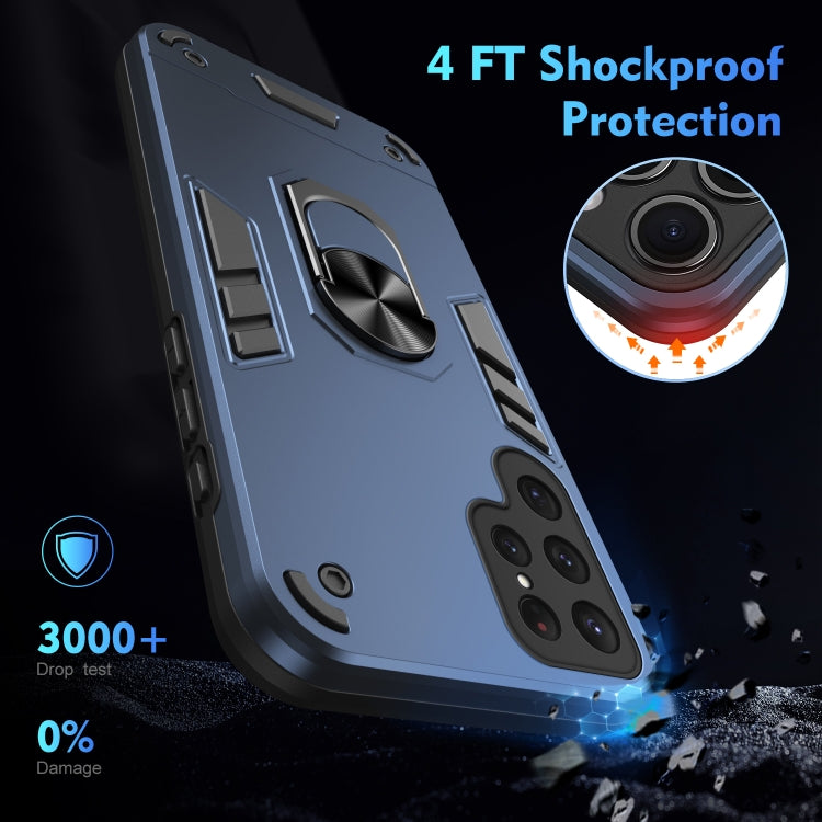 For Samsung Galaxy S25 Ultra 5G Shockproof Metal Ring Holder Phone Case(Blue) by buy2fix