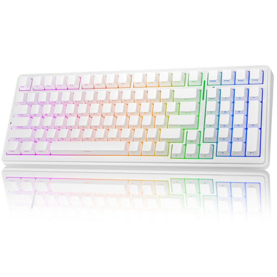AULA F99 99 Keys Wired/2.4G/Bluetooth Three Model Customized RGB Mechanical Keyboard(Side Cut White Barbie Axis)