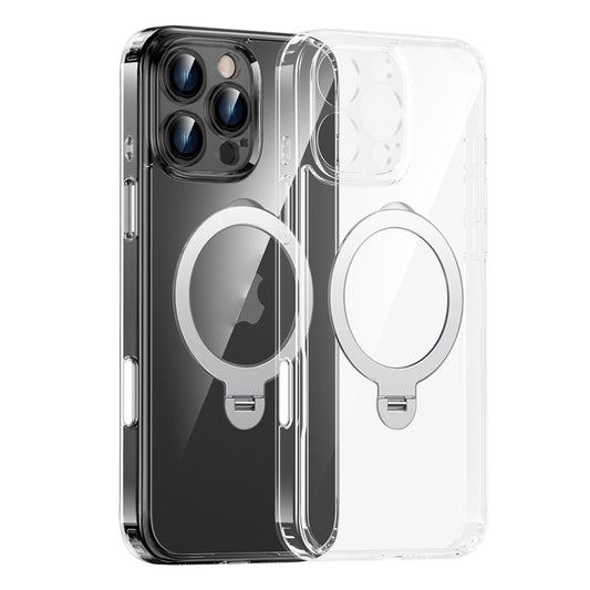 For iPhone 15 Pro Fine Hole 360 Degree Rotating Holder MagSafe Phone Case(Transparent) - iPhone 15 Pro Cases by buy2fix | Online Shopping UK | buy2fix