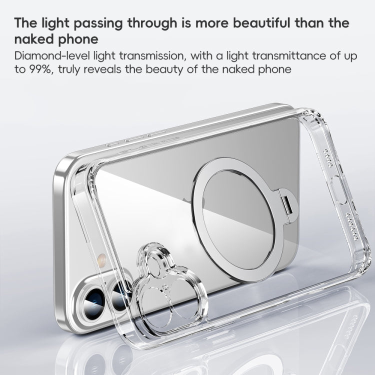 For iPhone 15 Pro Fine Hole 360 Degree Rotating Holder MagSafe Phone Case(Transparent) - iPhone 15 Pro Cases by buy2fix | Online Shopping UK | buy2fix
