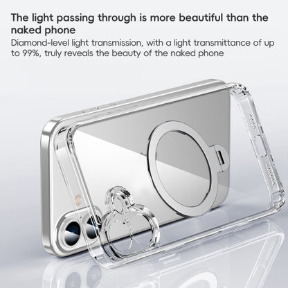 For iPhone 15 Pro Fine Hole 360 Degree Rotating Holder MagSafe Phone Case(Transparent) - iPhone 15 Pro Cases by buy2fix | Online Shopping UK | buy2fix
