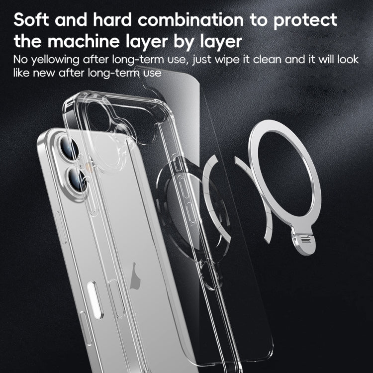For iPhone 15 Pro Fine Hole 360 Degree Rotating Holder MagSafe Phone Case(Transparent) - iPhone 15 Pro Cases by buy2fix | Online Shopping UK | buy2fix