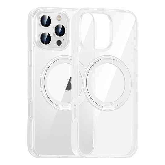 For iPhone 16 Pro Max High Transparency 360 Degree Rotating Holder MagSafe Phone Case(Transparent) - iPhone 16 Pro Max Cases by buy2fix | Online Shopping UK | buy2fix
