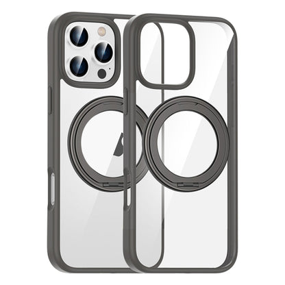 For iPhone 16 Pro High Transparency 360 Degree Rotating Holder MagSafe Phone Case(Titanium Gray) - iPhone 16 Pro Cases by buy2fix | Online Shopping UK | buy2fix