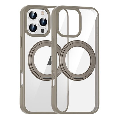 For iPhone 16 Pro High Transparency 360 Degree Rotating Holder MagSafe Phone Case(Titanium Gold) - iPhone 16 Pro Cases by buy2fix | Online Shopping UK | buy2fix