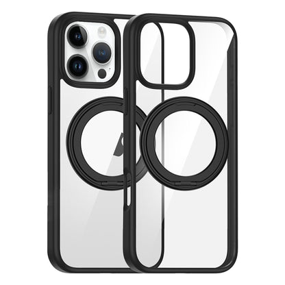 For iPhone 15 Pro High Transparency 360 Degree Rotating Holder MagSafe Phone Case(Black) - iPhone 15 Pro Cases by buy2fix | Online Shopping UK | buy2fix