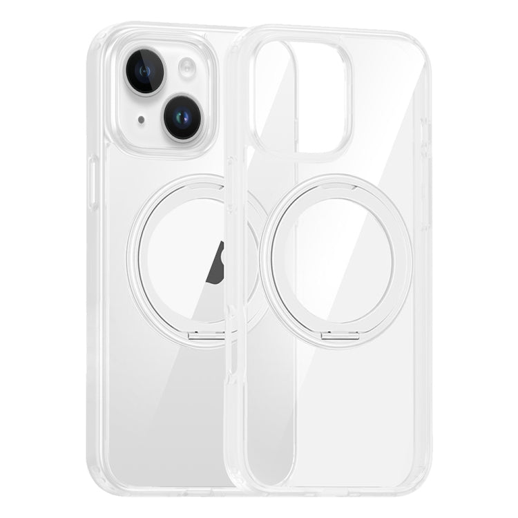 For iPhone 14 High Transparency 360 Degree Rotating Holder MagSafe Phone Case(Transparent) - iPhone 14 Cases by buy2fix | Online Shopping UK | buy2fix