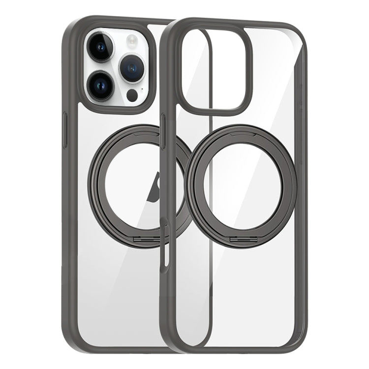 For iPhone 12 Pro Max High Transparency 360 Degree Rotating Holder MagSafe Phone Case(Titanium Gray) - iPhone 12 Pro Max Cases by buy2fix | Online Shopping UK | buy2fix