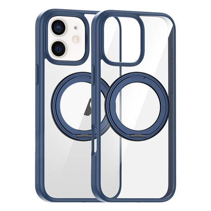 For iPhone 12 High Transparency 360 Degree Rotating Holder MagSafe Phone Case(Dark Blue) - iPhone 12 / 12 Pro Cases by buy2fix | Online Shopping UK | buy2fix