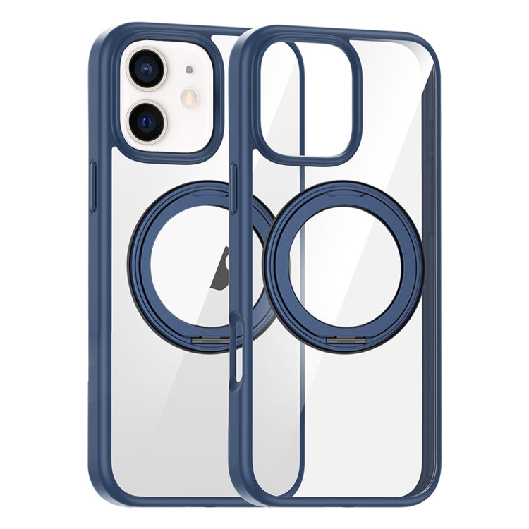 For iPhone 11 High Transparency 360 Degree Rotating Holder MagSafe Phone Case(Dark Blue) - iPhone 11 Cases by buy2fix | Online Shopping UK | buy2fix