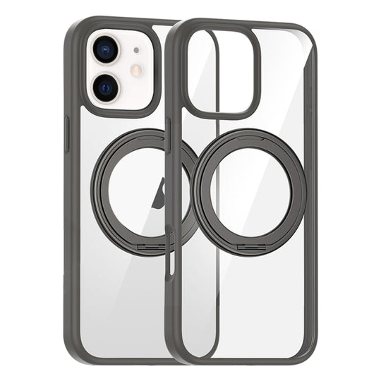 For iPhone 11 High Transparency 360 Degree Rotating Holder MagSafe Phone Case(Titanium Gray)