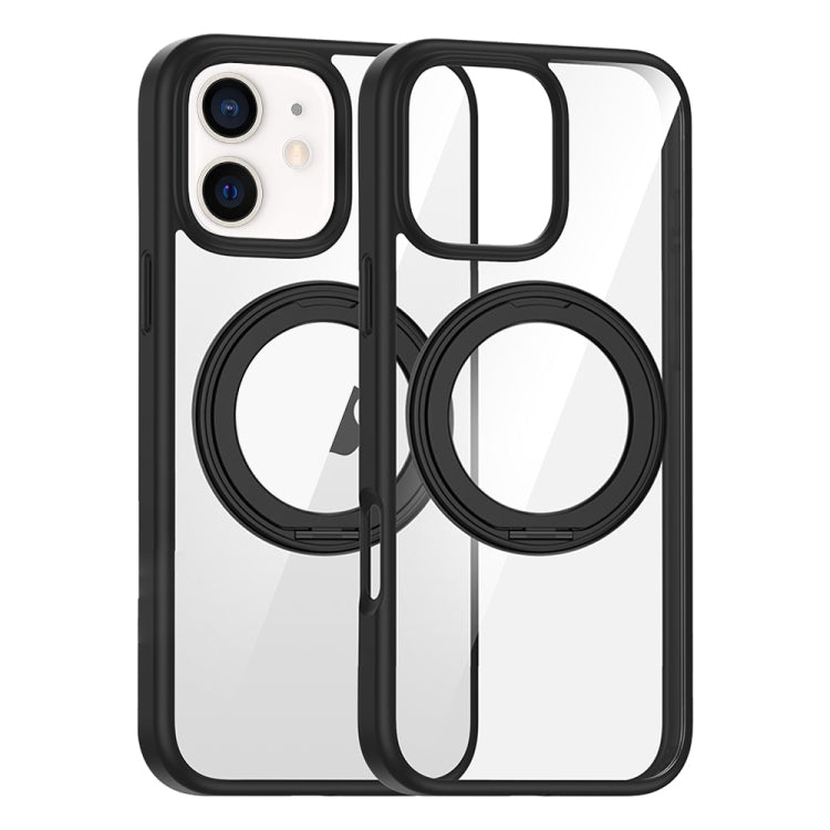 For iPhone 11 High Transparency 360 Degree Rotating Holder MagSafe Phone Case(Black) - iPhone 11 Cases by buy2fix | Online Shopping UK | buy2fix
