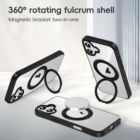 For iPhone 12 Pro High Transparency 360 Degree Rotating Holder MagSafe Phone Case(Dark Blue) - iPhone 12 / 12 Pro Cases by buy2fix | Online Shopping UK | buy2fix