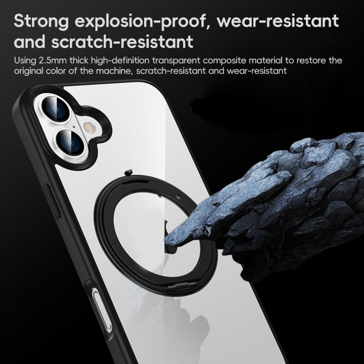 For iPhone 11 High Transparency 360 Degree Rotating Holder MagSafe Phone Case(Titanium Gray) - iPhone 11 Cases by buy2fix | Online Shopping UK | buy2fix