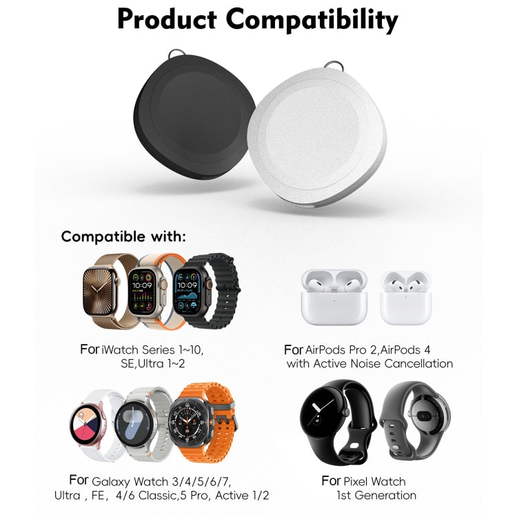 4 in 1 Portable Smart Watch Magnetic Wireless Charger(White) - Charger / Holder by buy2fix | Online Shopping UK | buy2fix