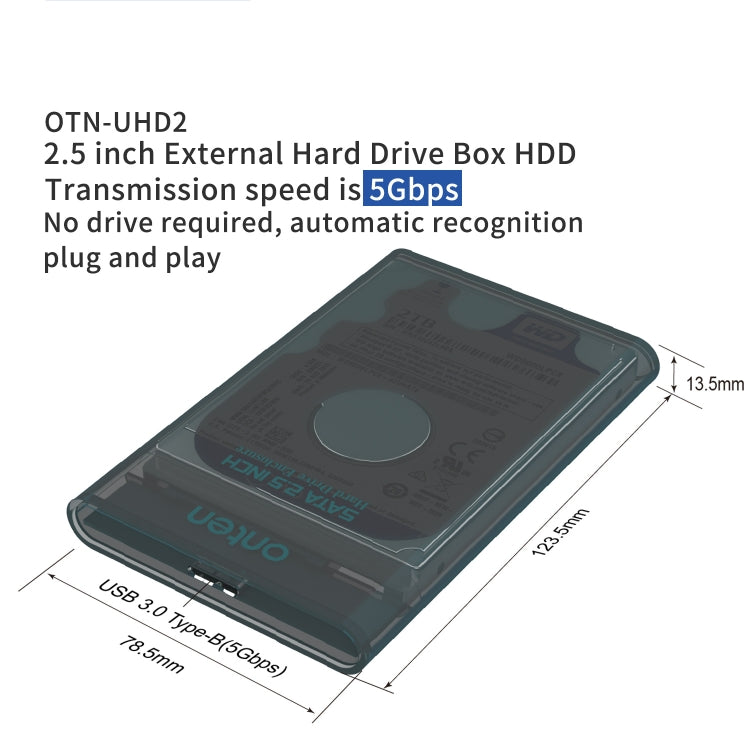 Onten UHD2 5Gbps USB 3.0 to 2.5 inch External Hard Drive Box HDD - HDD Enclosure by Onten | Online Shopping UK | buy2fix