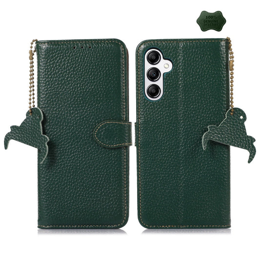 For Samsung Galaxy A36 Genuine Leather Litchi Texture RFID Leather Phone Case(Green) - Galaxy Phone Cases by buy2fix | Online Shopping UK | buy2fix