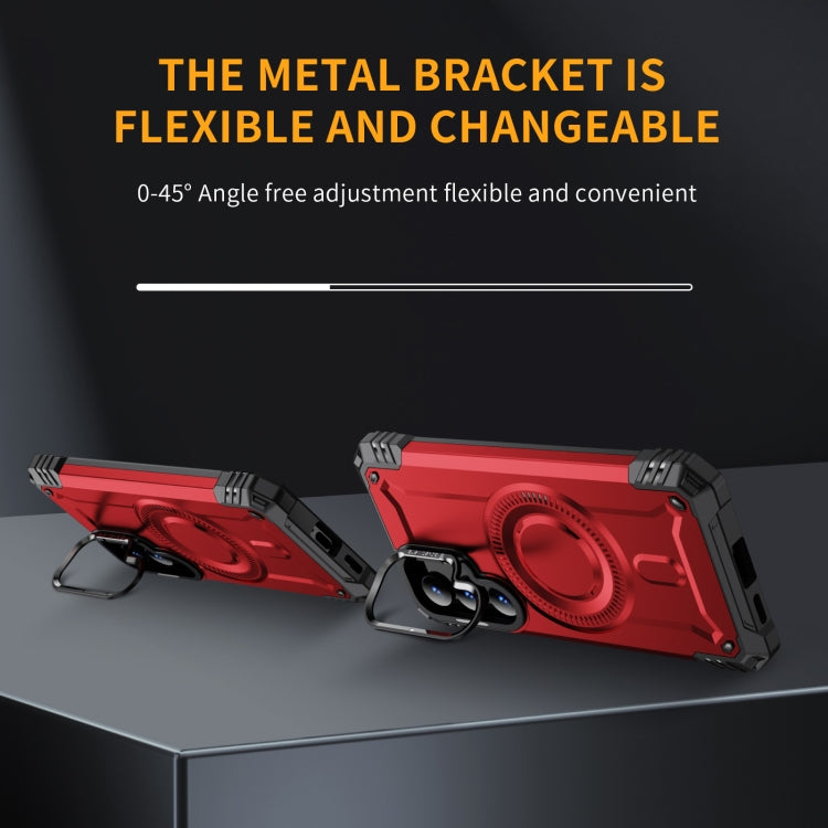 For Samsung Galaxy S25 5G Lens Holder MagSafe Phone Case(Red) by buy2fix