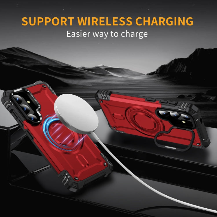 For Samsung Galaxy S25 5G Lens Holder MagSafe Phone Case(Red) by buy2fix