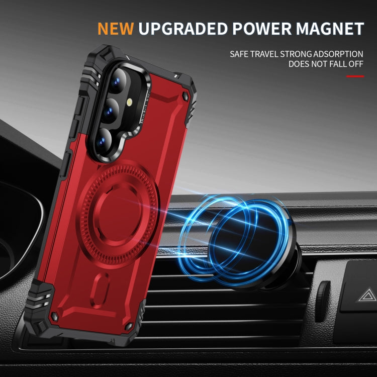 For Samsung Galaxy S25 5G Lens Holder MagSafe Phone Case(Red) by buy2fix