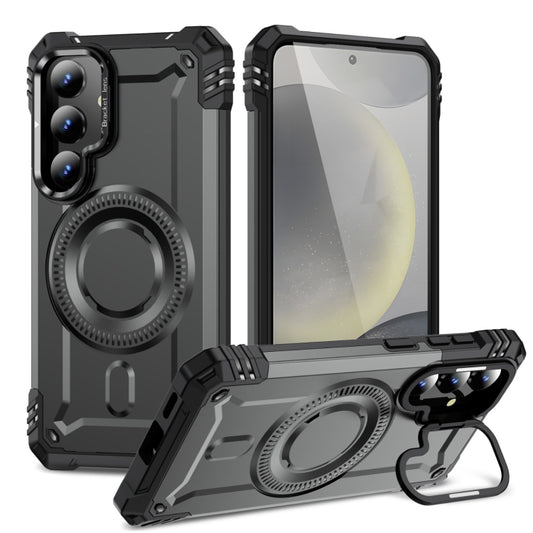 For Samsung Galaxy S25 5G Lens Holder MagSafe Phone Case(Grey) by buy2fix