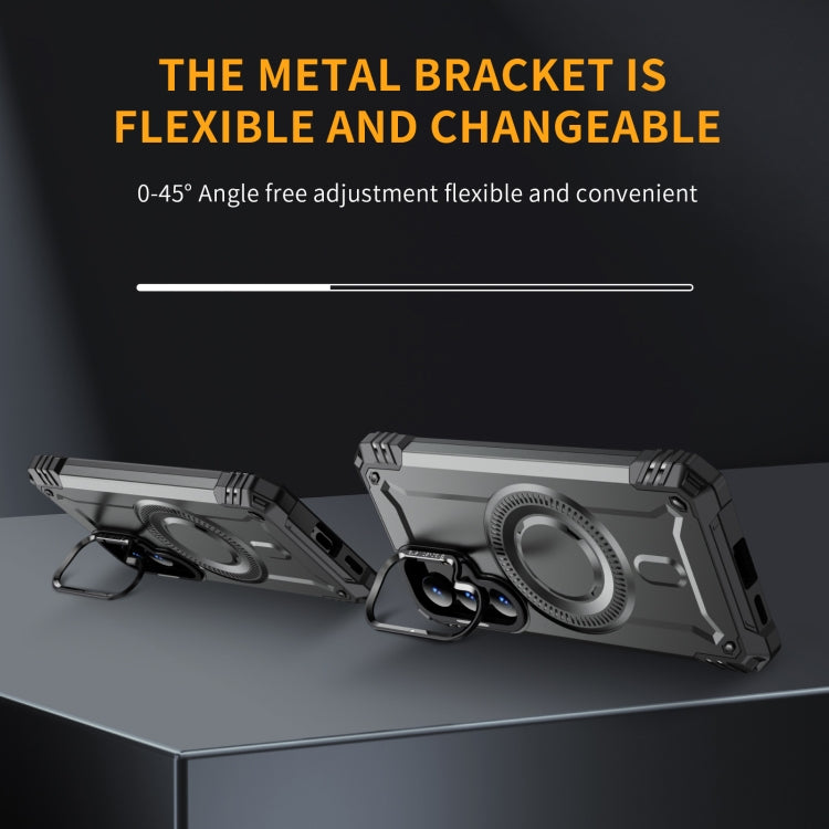 For Samsung Galaxy S25 5G Lens Holder MagSafe Phone Case(Grey) by buy2fix