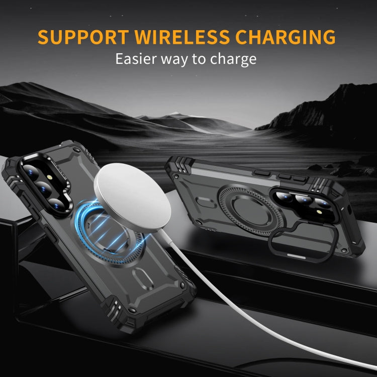 For Samsung Galaxy S25 5G Lens Holder MagSafe Phone Case(Grey) by buy2fix