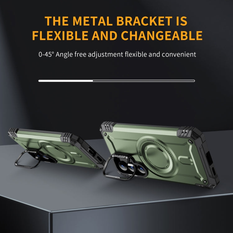 For Samsung Galaxy S25 5G Lens Holder MagSafe Phone Case(Army Green) by buy2fix