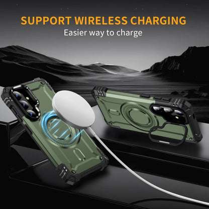 For Samsung Galaxy S25 5G Lens Holder MagSafe Phone Case(Army Green) by buy2fix