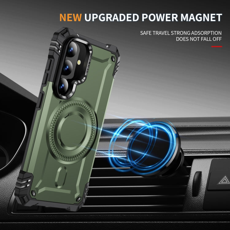 For Samsung Galaxy S25 5G Lens Holder MagSafe Phone Case(Army Green) by buy2fix