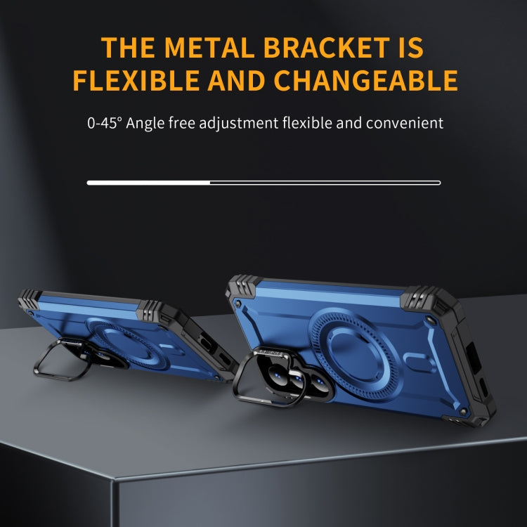 For Samsung Galaxy S25 5G Lens Holder MagSafe Phone Case(Blue) by buy2fix