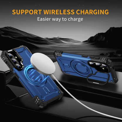 For Samsung Galaxy S25 5G Lens Holder MagSafe Phone Case(Blue) by buy2fix