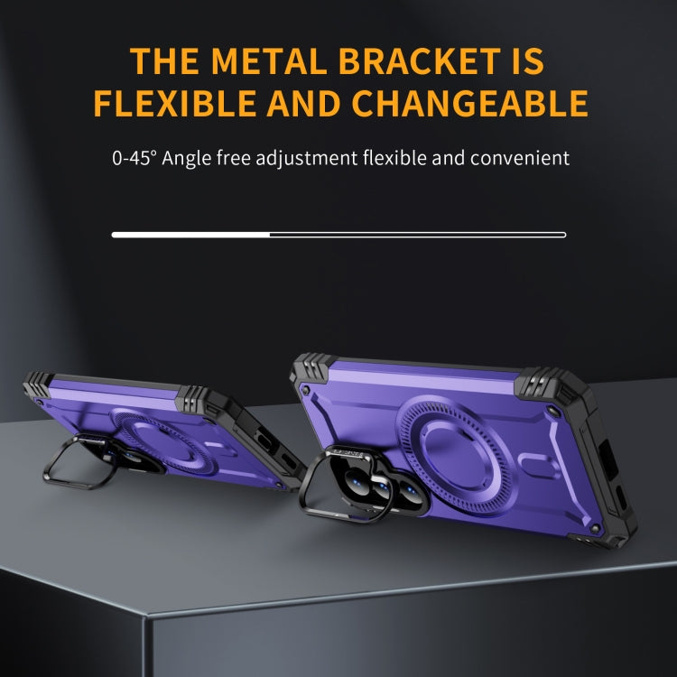 For Samsung Galaxy S25 5G Lens Holder MagSafe Phone Case(Purple) by buy2fix