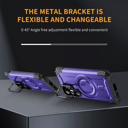 For Samsung Galaxy S25 5G Lens Holder MagSafe Phone Case(Purple) by buy2fix