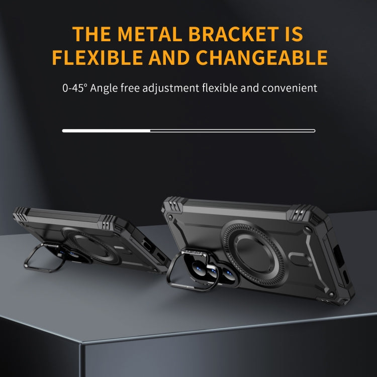 For Samsung Galaxy S25+ 5G Lens Holder MagSafe Phone Case(Black) by buy2fix