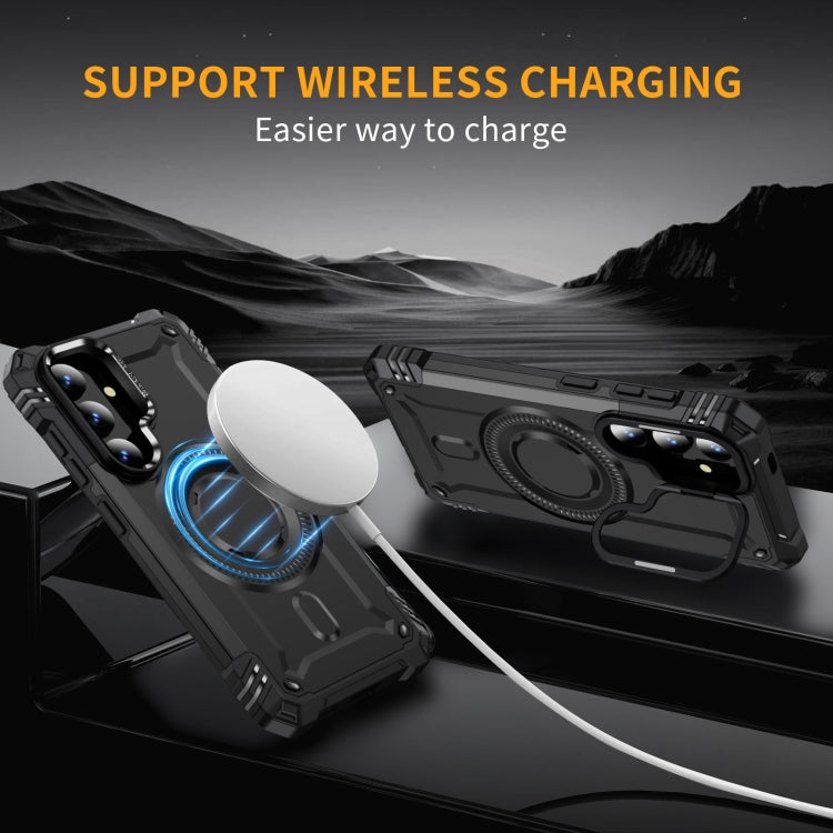 For Samsung Galaxy S25+ 5G Lens Holder MagSafe Phone Case(Black) by buy2fix