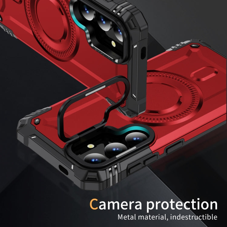 For Samsung Galaxy S25+ 5G Lens Holder MagSafe Phone Case(Red) by buy2fix