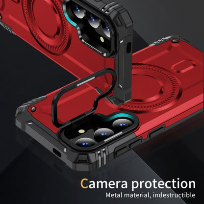 For Samsung Galaxy S25+ 5G Lens Holder MagSafe Phone Case(Red) by buy2fix