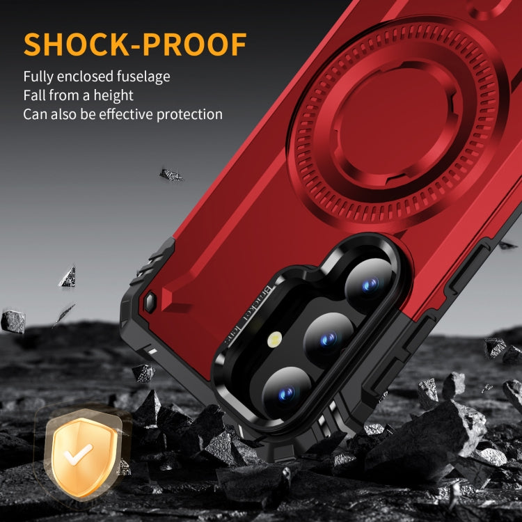 For Samsung Galaxy S25+ 5G Lens Holder MagSafe Phone Case(Red) by buy2fix