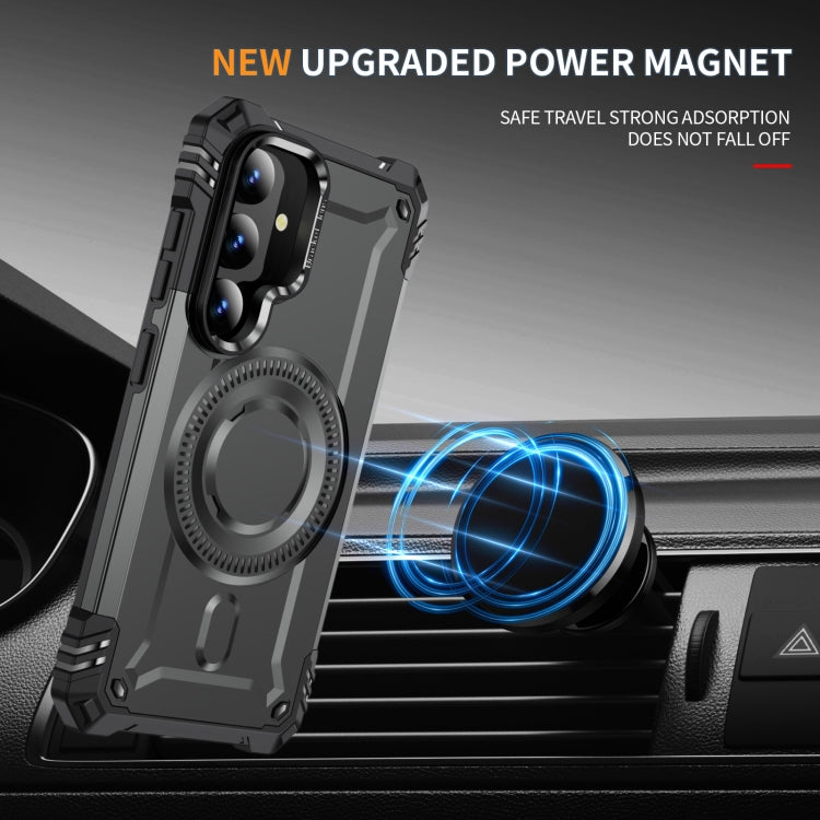 For Samsung Galaxy S25+ 5G Lens Holder MagSafe Phone Case(Grey) by buy2fix