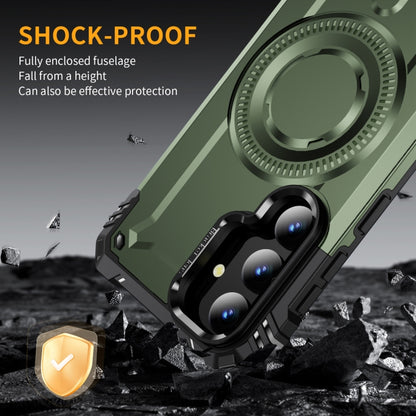 For Samsung Galaxy S25+ 5G Lens Holder MagSafe Phone Case(Army Green) by buy2fix