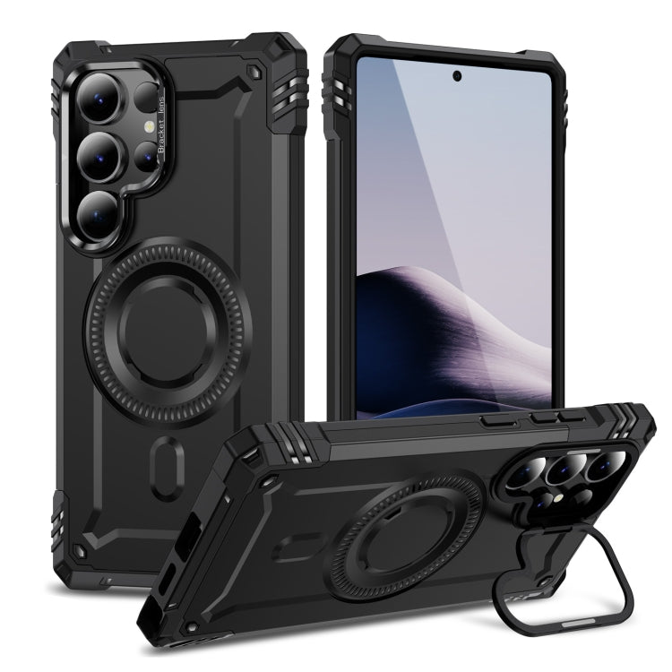 For Samsung Galaxy S25 Ultra 5G Lens Holder MagSafe Phone Case(Black) by buy2fix