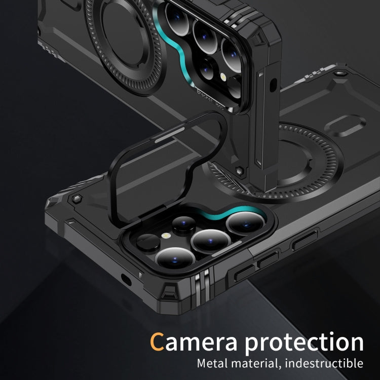 For Samsung Galaxy S25 Ultra 5G Lens Holder MagSafe Phone Case(Black) by buy2fix