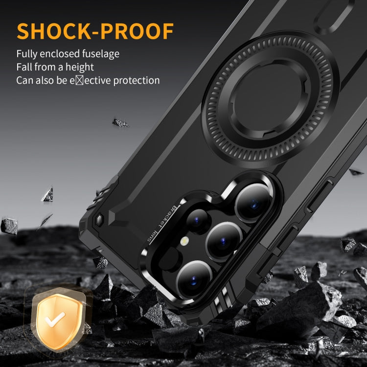 For Samsung Galaxy S25 Ultra 5G Lens Holder MagSafe Phone Case(Black) by buy2fix