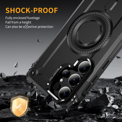 For Samsung Galaxy S25 Ultra 5G Lens Holder MagSafe Phone Case(Black) by buy2fix