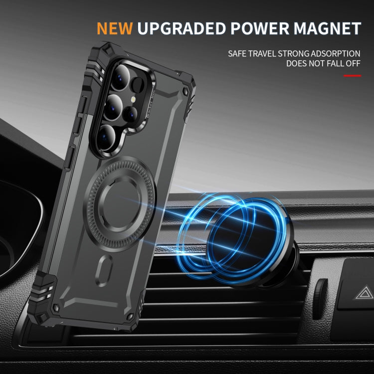 For Samsung Galaxy S25 Ultra 5G Lens Holder MagSafe Phone Case(Grey) by buy2fix