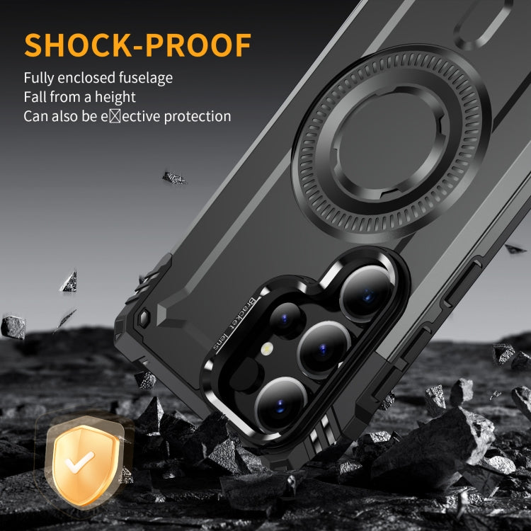 For Samsung Galaxy S25 Ultra 5G Lens Holder MagSafe Phone Case(Grey) by buy2fix