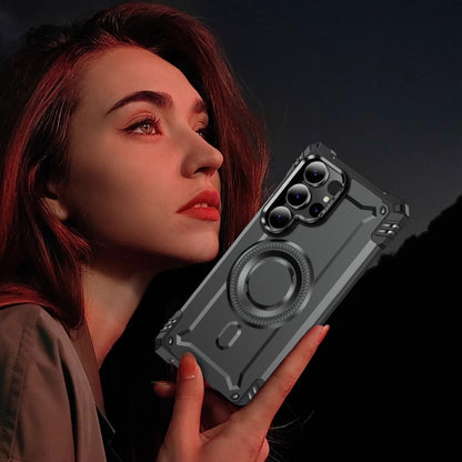 For Samsung Galaxy S25 Ultra 5G Lens Holder MagSafe Phone Case(Grey) by buy2fix