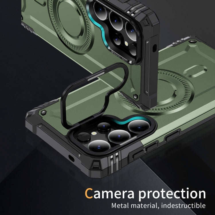 For Samsung Galaxy S25 Ultra 5G Lens Holder MagSafe Phone Case(Army Green) by buy2fix