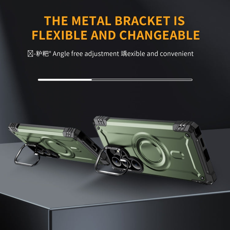 For Samsung Galaxy S25 Ultra 5G Lens Holder MagSafe Phone Case(Army Green) by buy2fix